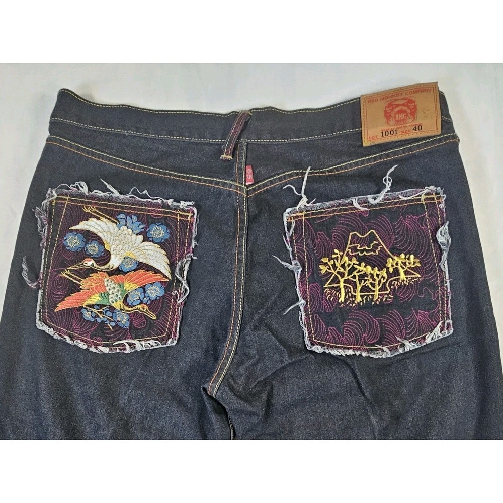 Vintage Red Monkey RMC Embroidered Jeans Men's Size 40 34" Inseam Y2K Japan